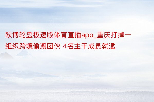 欧博轮盘极速版体育直播app_重庆打掉一组织跨境偷渡团伙 4名主干成员就逮