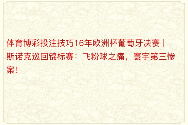 体育博彩投注技巧16年欧洲杯葡萄牙决赛 | 斯诺克巡回锦标赛：飞粉球之痛，寰宇第三惨案！