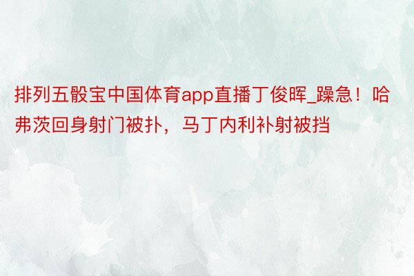 排列五骰宝中国体育app直播丁俊晖_躁急！哈弗茨回身射门被扑，马丁内利补射被挡