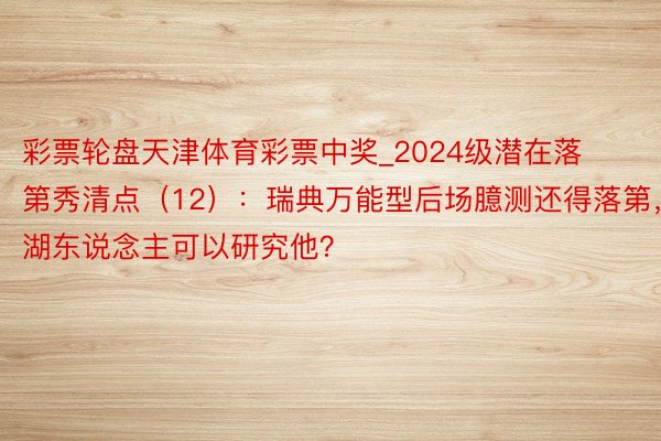 彩票轮盘天津体育彩票中奖_2024级潜在落第秀清点（12）：瑞典万能型后场臆测还得落第，湖东说念主可以研究他？