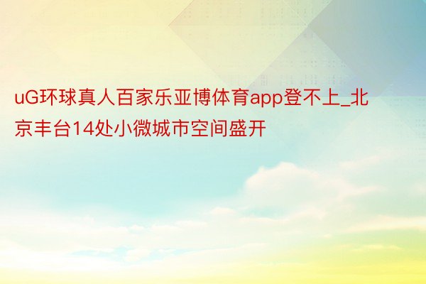 uG环球真人百家乐亚博体育app登不上_北京丰台14处小微城市空间盛开