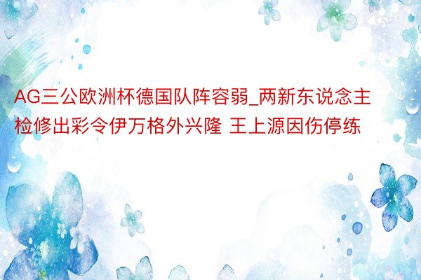 AG三公欧洲杯德国队阵容弱_两新东说念主检修出彩令伊万格外兴隆 王上源因伤停练